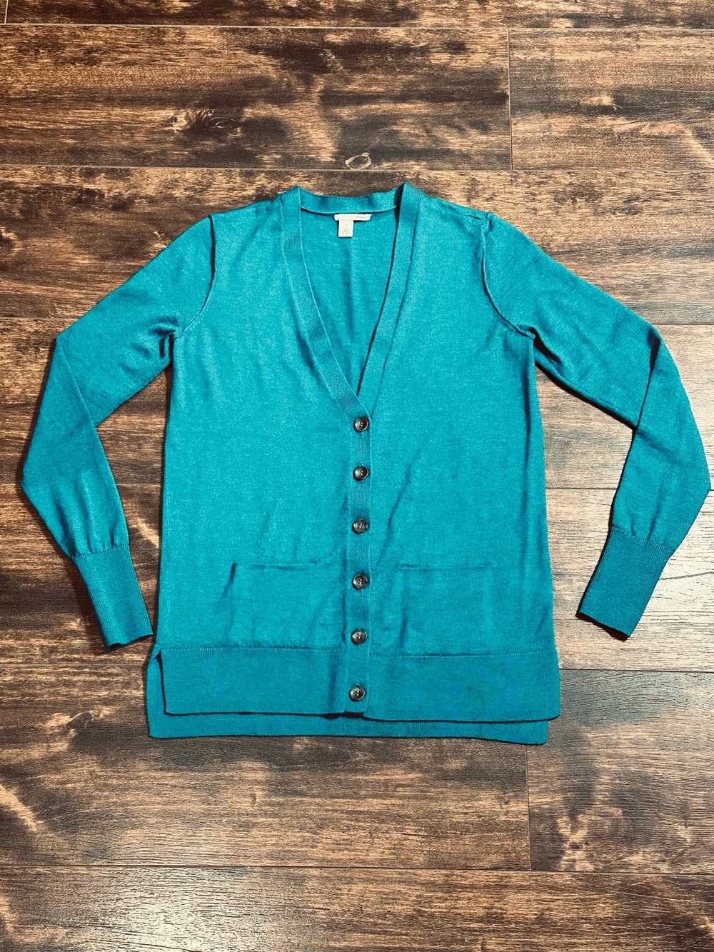 💙 Halogen 100% Merino Wool Dark Teal V-Neck Cardigan S